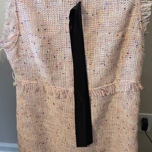 SHEIN Pink Speckled Tweed Dress with Black Ribbon